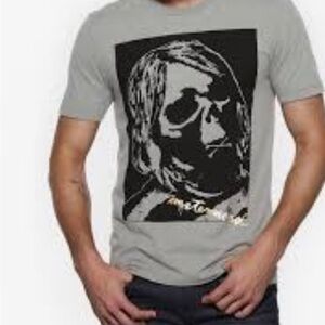 Mastermind Japan Gray Graphic Tee skull with gold script